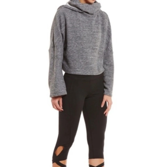 FP Movement Grey Brushed Nova Cowl Neck Hooded Pullover Sweater Size Medium - Picture 2 of 7